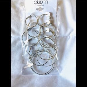 Silver tone earrings, 6 pairs in one package